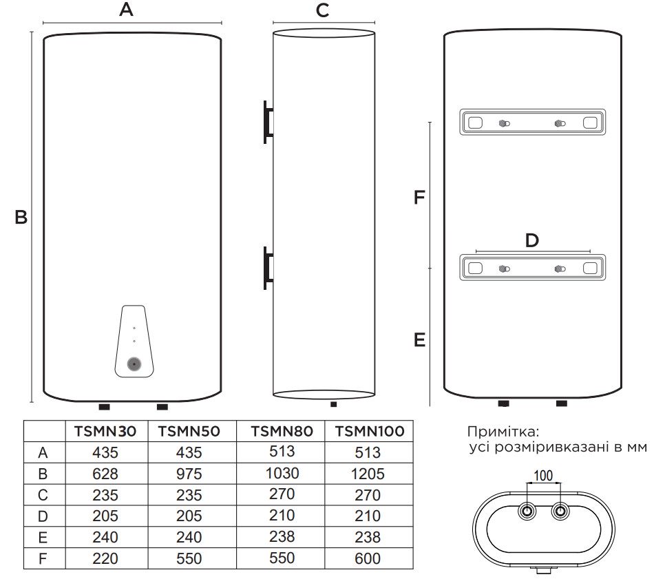Tatra-Line Slim TSMN-50-(W) Габаритные размеры