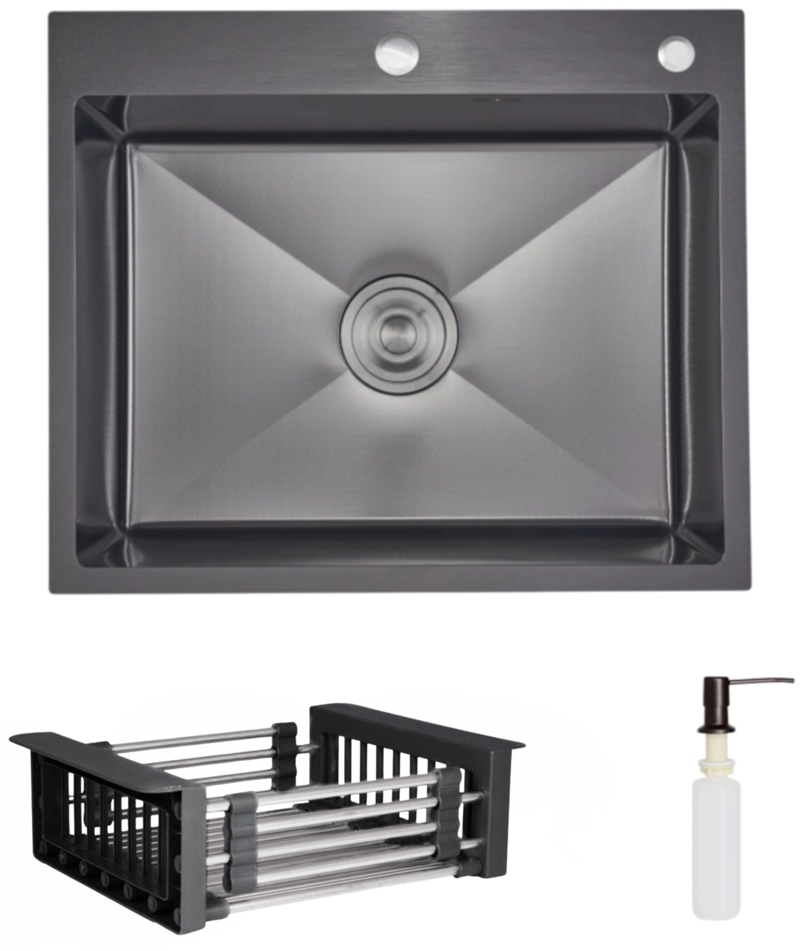 Кухонная мойка Lidz Handmade H6050HB Decor Black PVD Honeycomb + LIDZK01B (LDH6050BDECPVD4837149129)