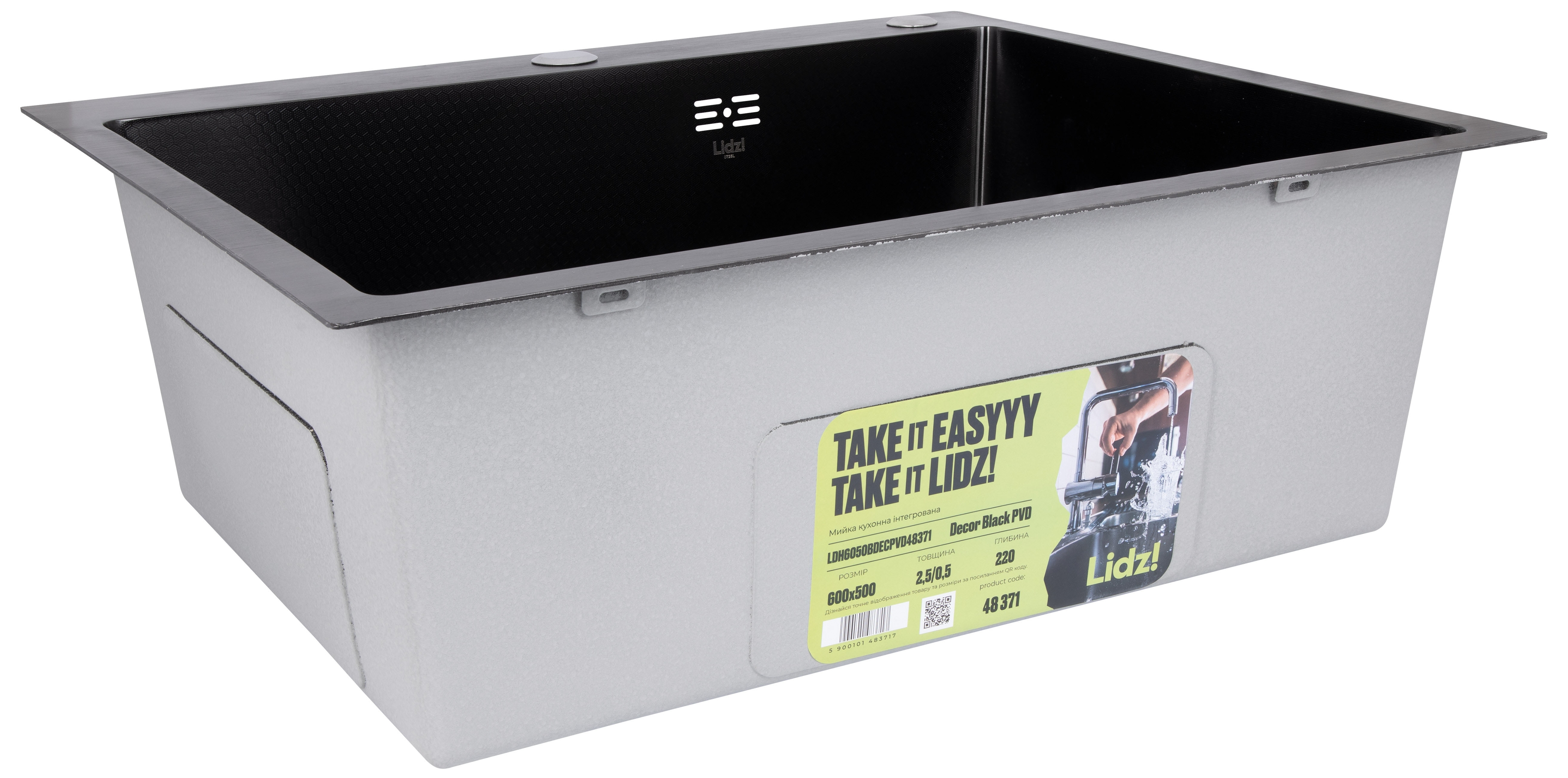 в продаже Кухонная мойка Lidz Handmade H6050HB Decor Black PVD Honeycomb (LDH6050BDECPVD48371) - фото 3