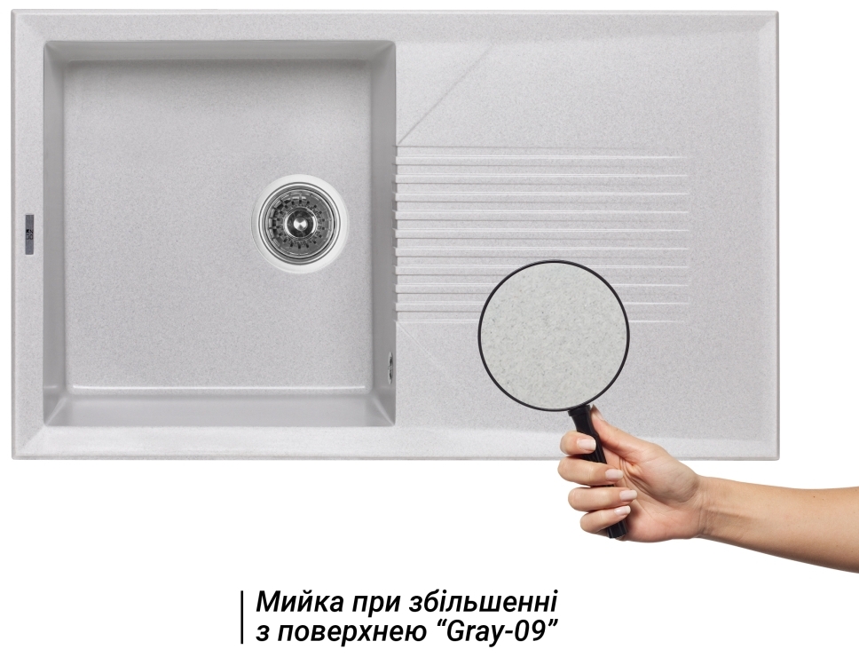 Кухонная мойка Lidz 860x500/240 GRA-09 (LIDZGRA09860500240) цена 7287 грн - фотография 2