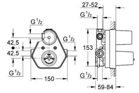 Grohe Grohtherm 3000 New 34212000 Габаритные размеры