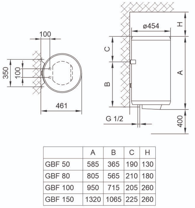 Tiki GBF 150 V9 (700149) Габаритні розміри
