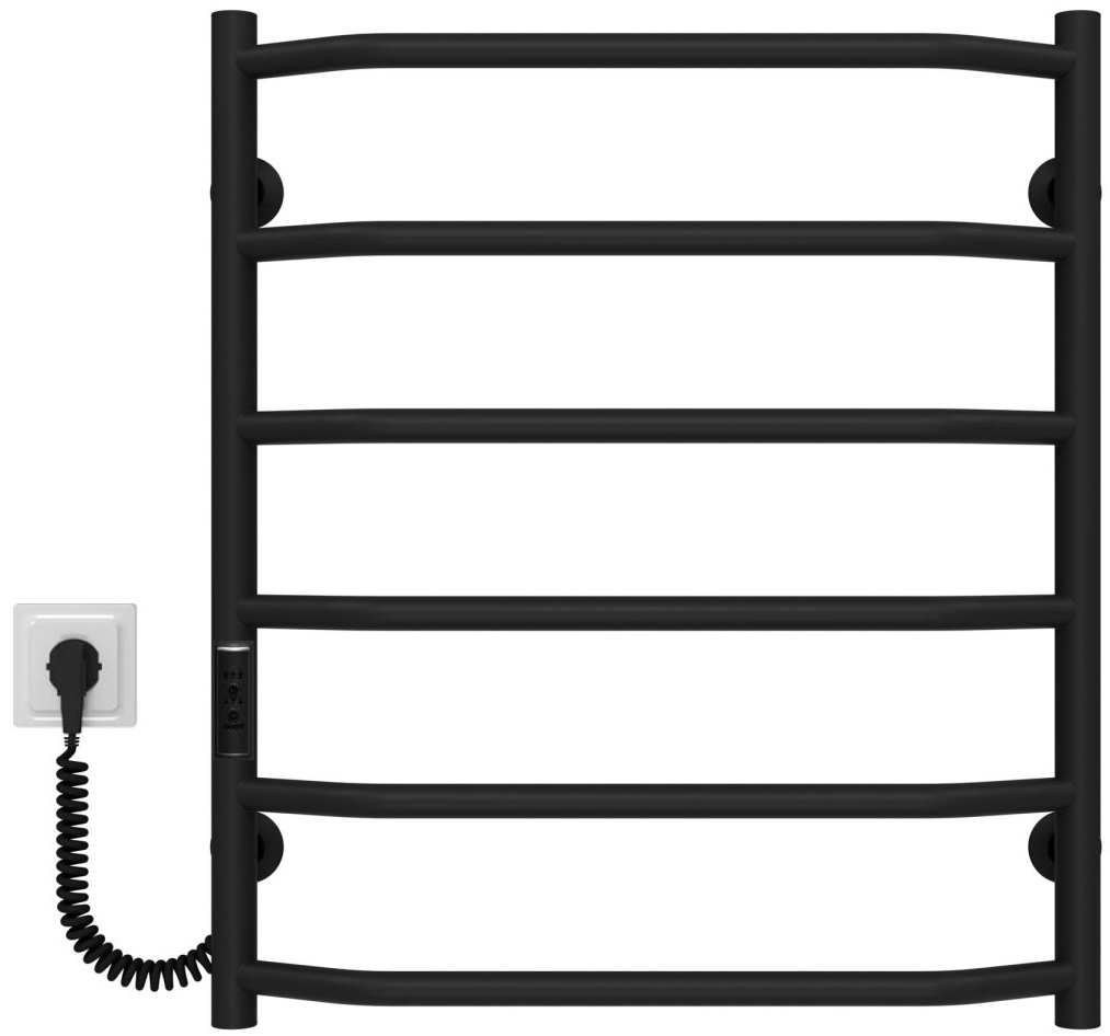 Рушникосушка Deffi Трапеція ЧФ П6 500x600 Е, Чорний, WD03, Ліве підключення (D.TR.60.50.6.E.B.L.3)