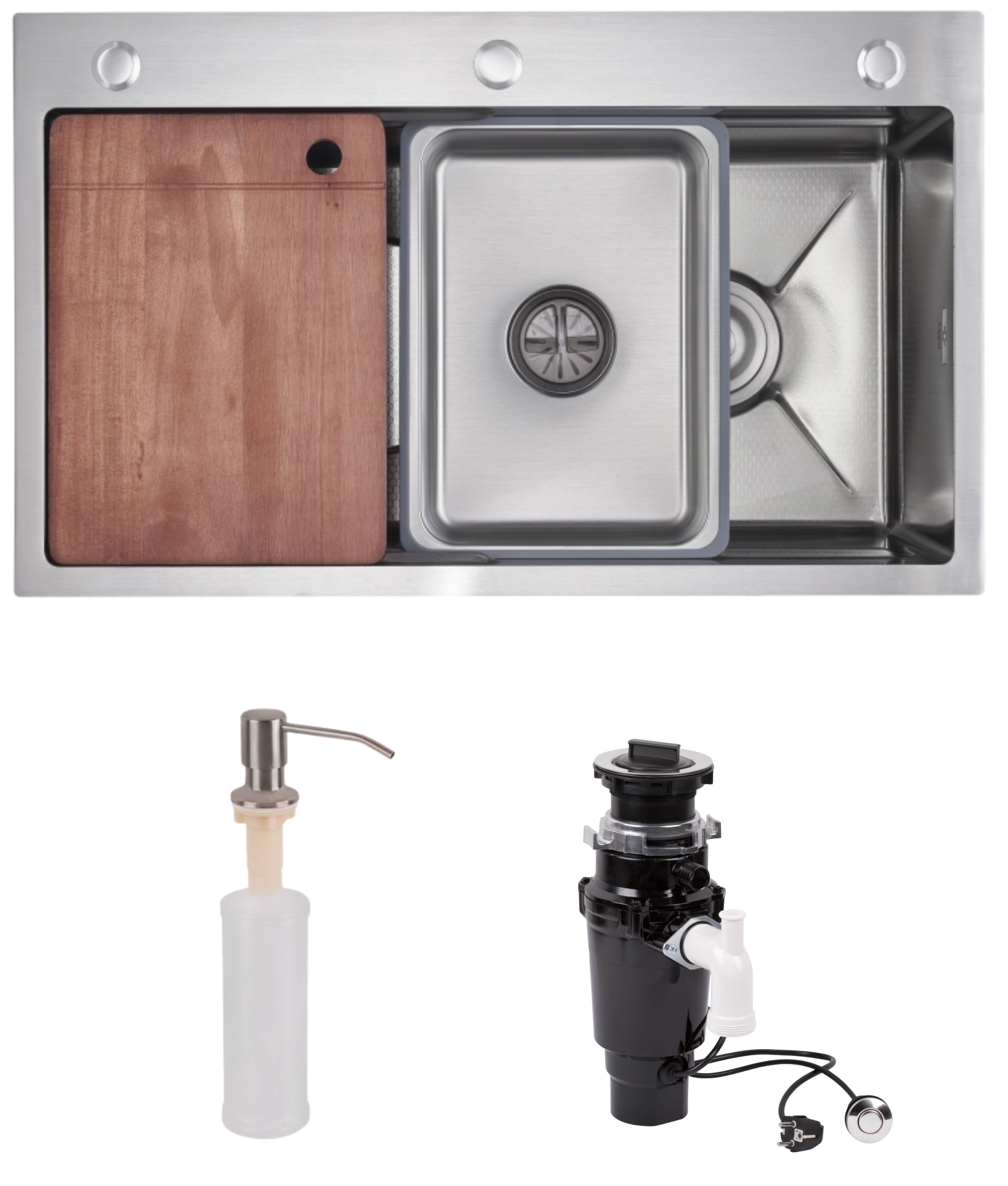 Кухонна мийка Lidz Handmade H7545 Decor Honeycomb LDH7545DEC48372 + подрібнювач Lidz BLA (LDH7545DEC4837249133)