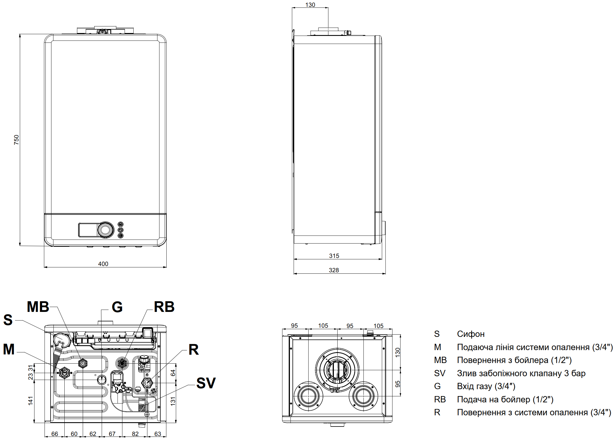 Fondital Antea Next KRB 24 Габаритные размеры