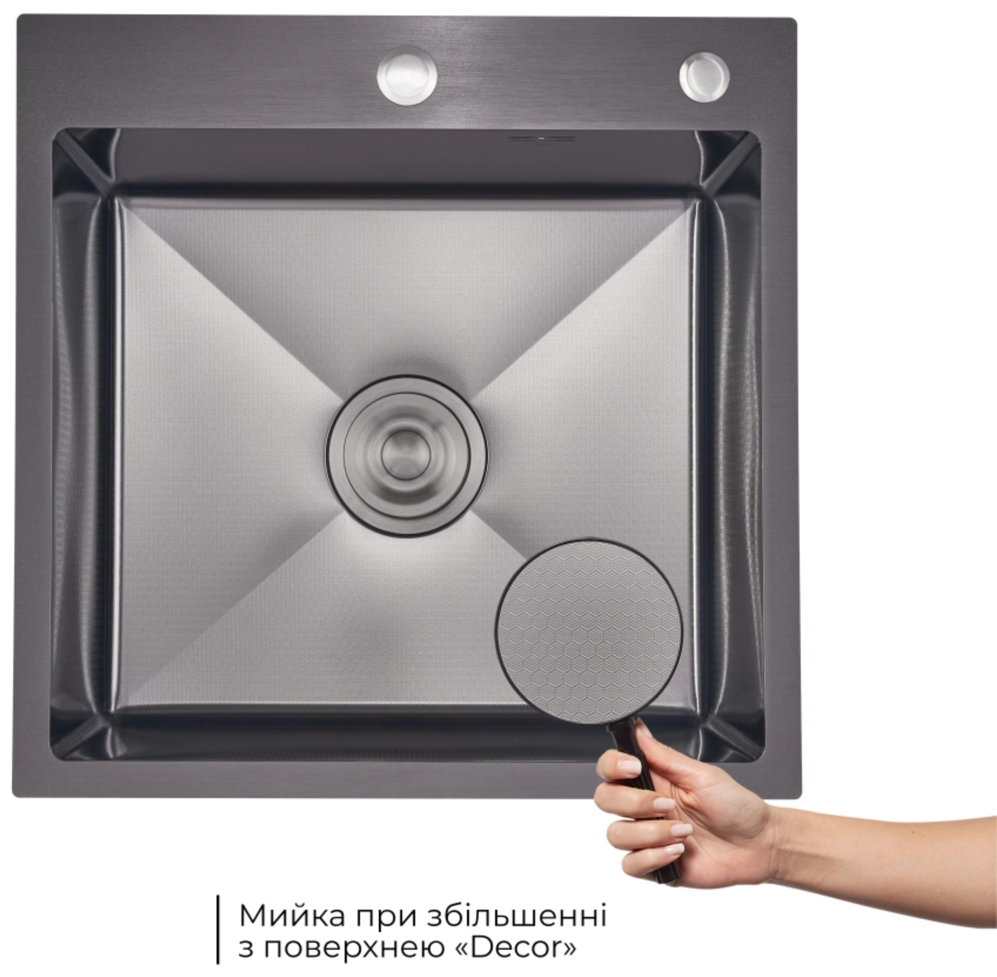 в продаже Кухонная мойка Lidz Handmade H5050HB Decor Black PVD Honeycomb + Lidz LIDZK01B (LDH5050BDECPVD4836949127) - фото 3