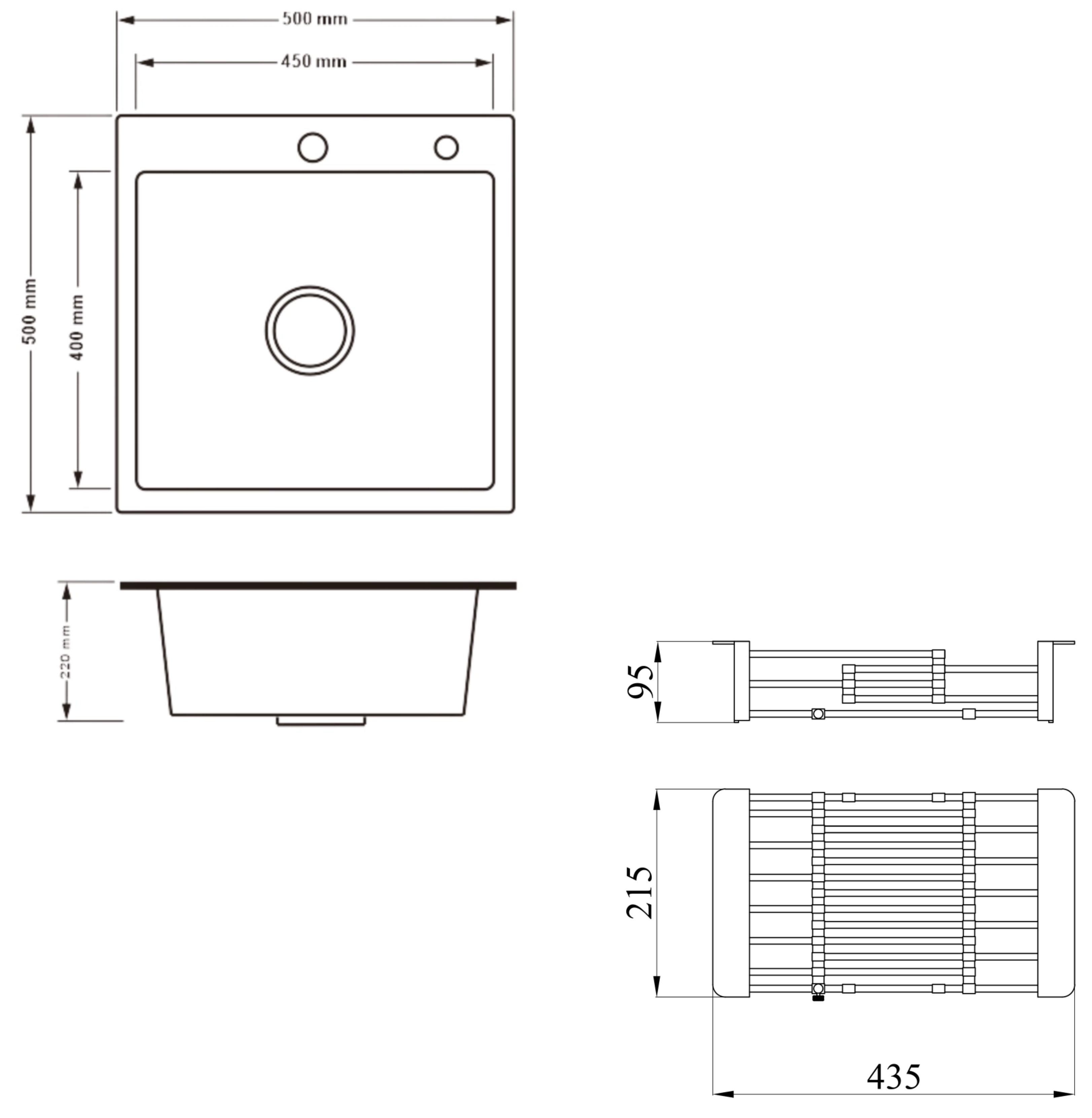 Lidz Handmade H5050HB Decor Black PVD Honeycomb + Lidz LIDZK01B (LDH5050BDECPVD4836949127) Габаритные размеры