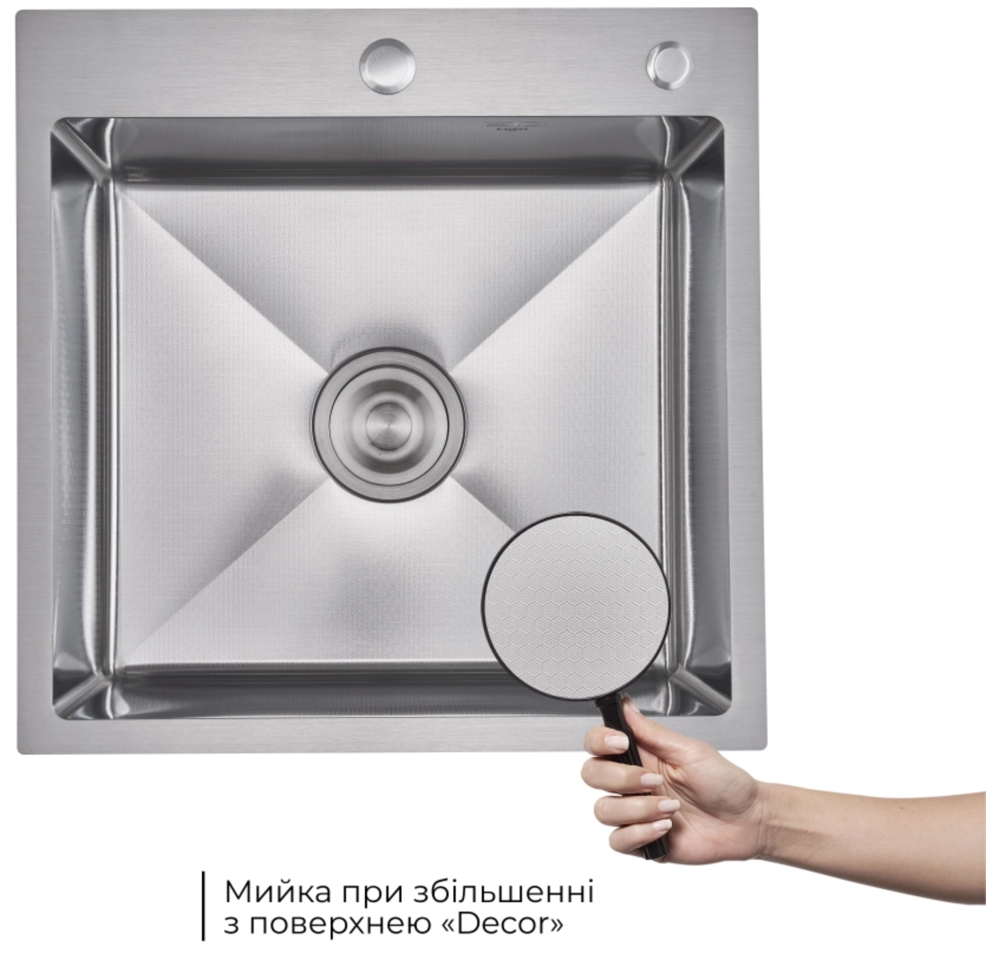 в продаже Кухонная мойка Lidz Handmade H5050H Decor Honeycomb + Lidz K01G (LDH5050DEC4836549126) - фото 3