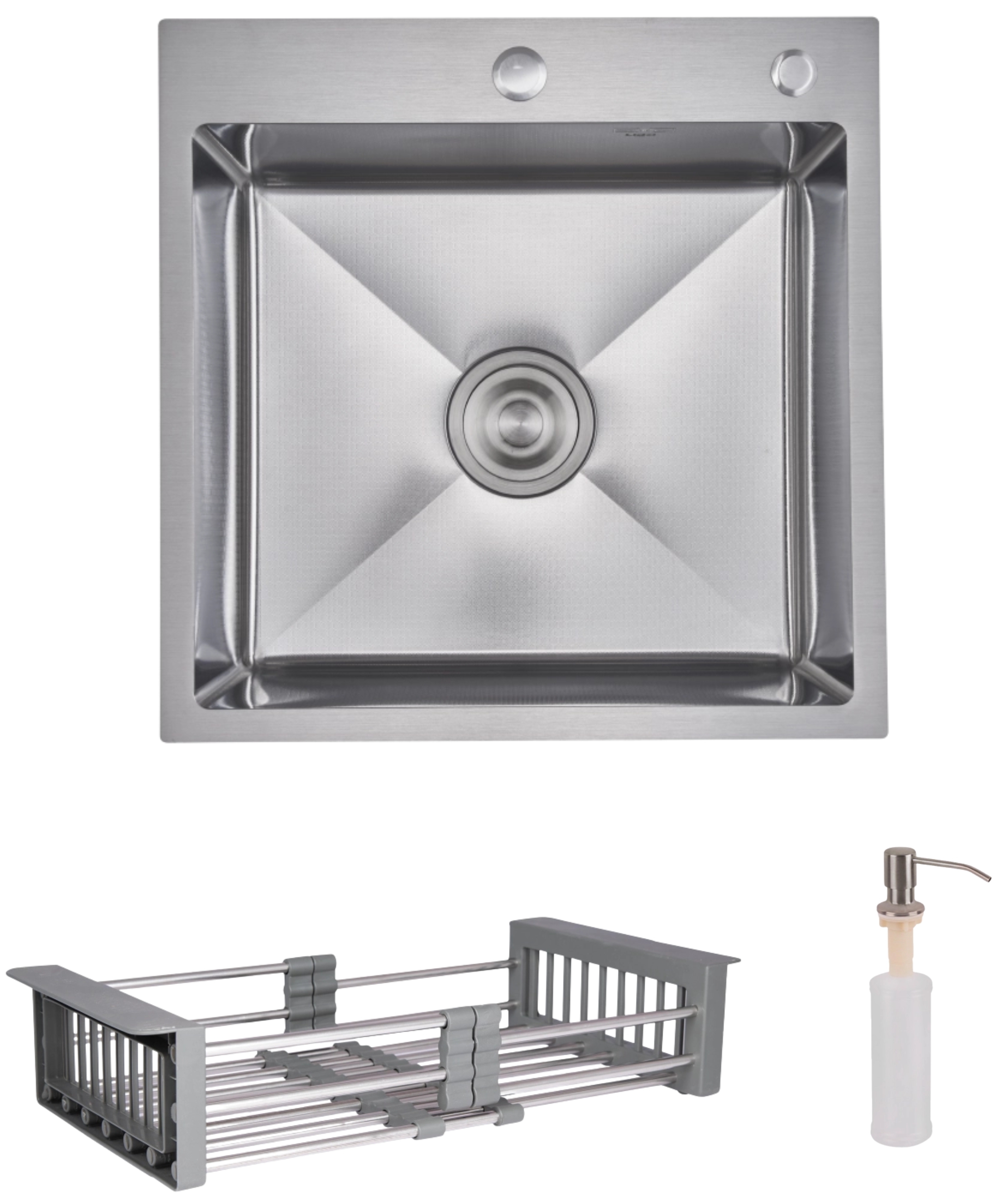 Кухонная мойка Lidz Handmade H5050H Decor Honeycomb + Lidz K01G (LDH5050DEC4836549126)