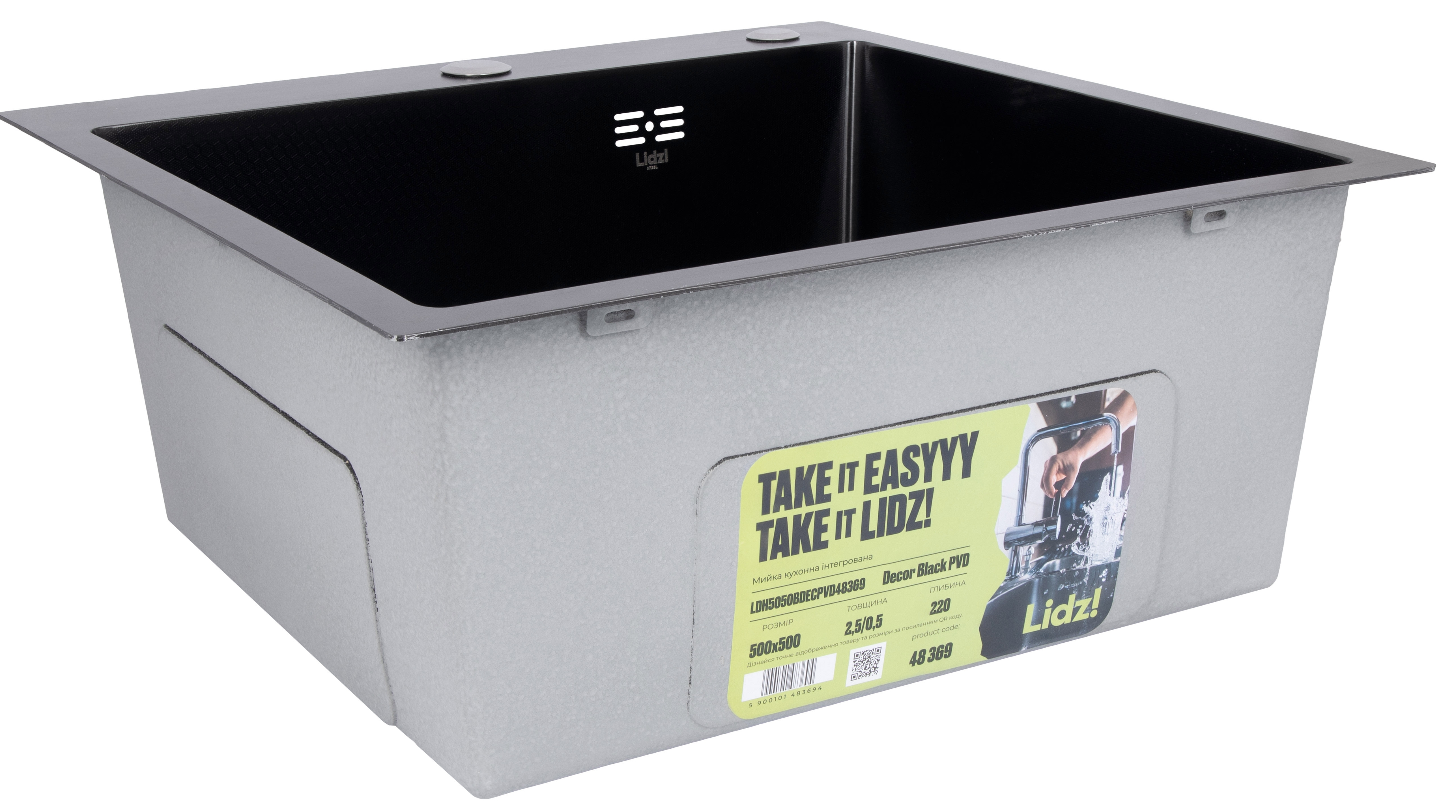 в продаже Кухонная мойка Lidz Handmade H5050HB Decor Black PVD Honeycomb 2,5/0,5 мм (LDH5050BDECPVD48369) - фото 3