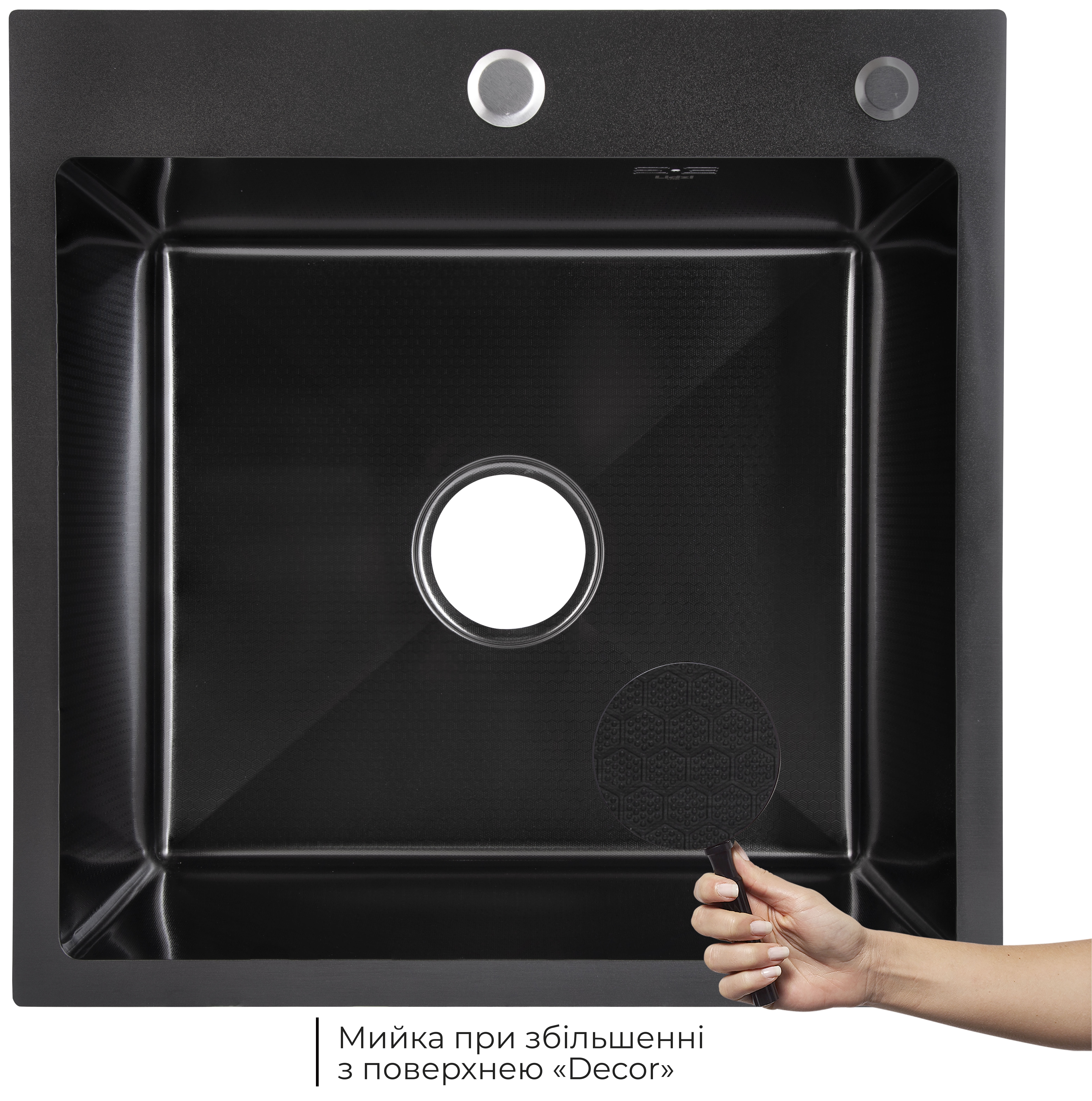 Кухонная мойка Lidz Handmade H5050HB Decor Black PVD Honeycomb 2,5/0,5 мм (LDH5050BDECPVD48369) цена 2914 грн - фотография 2