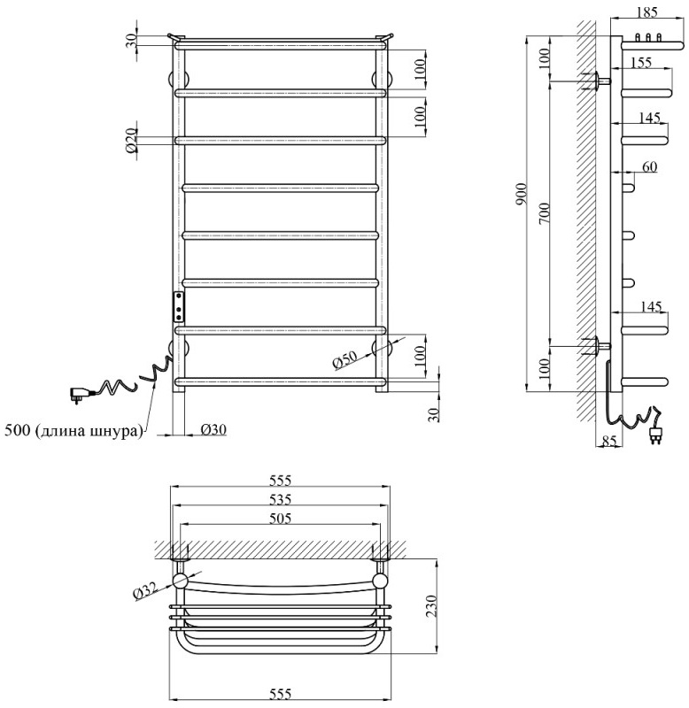 Kroner KRP Stern EL900x500-8 Габаритные размеры