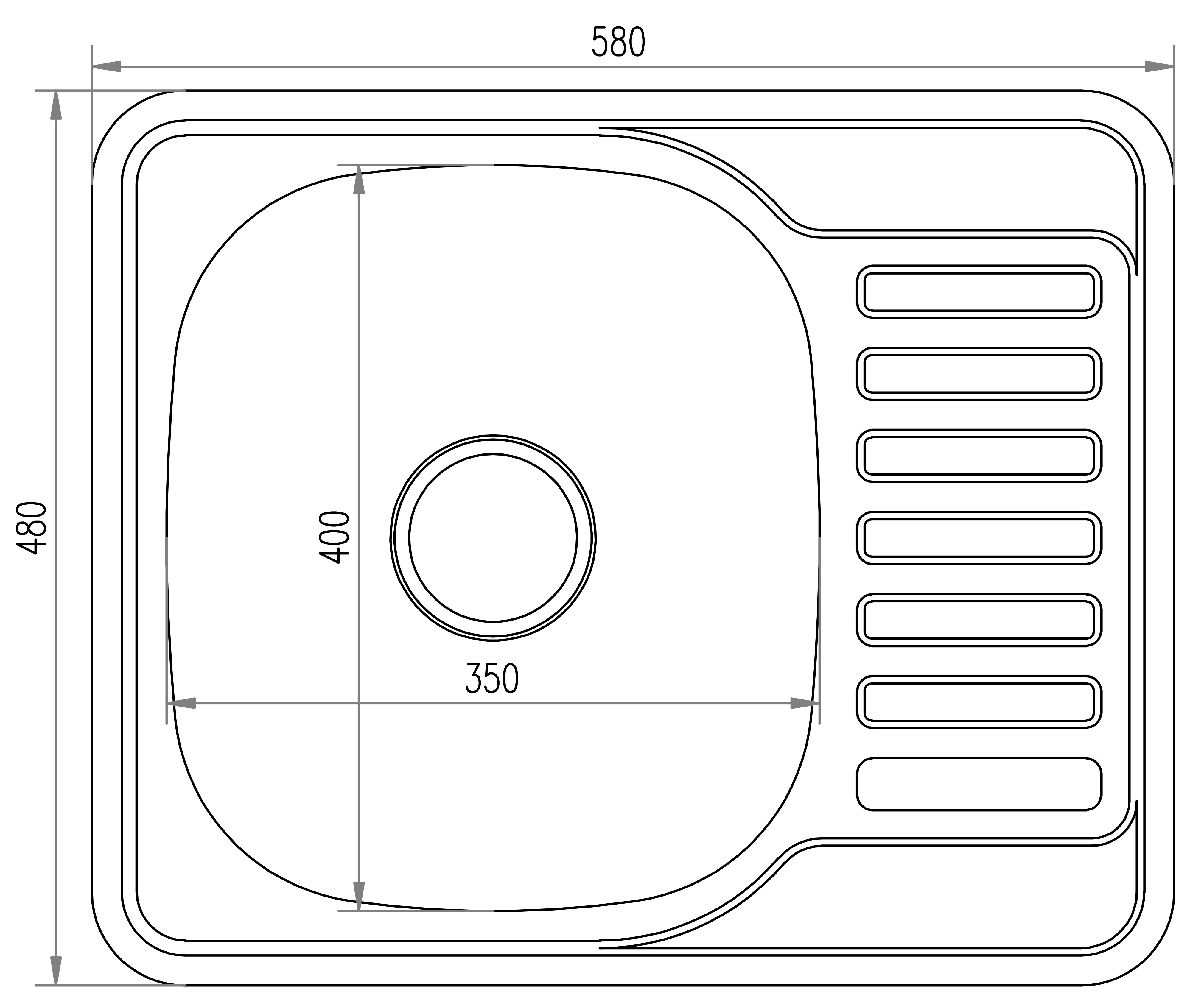 Brinex 5848 0,8 мм Satin (BRIN5848SAT08) Габаритные размеры