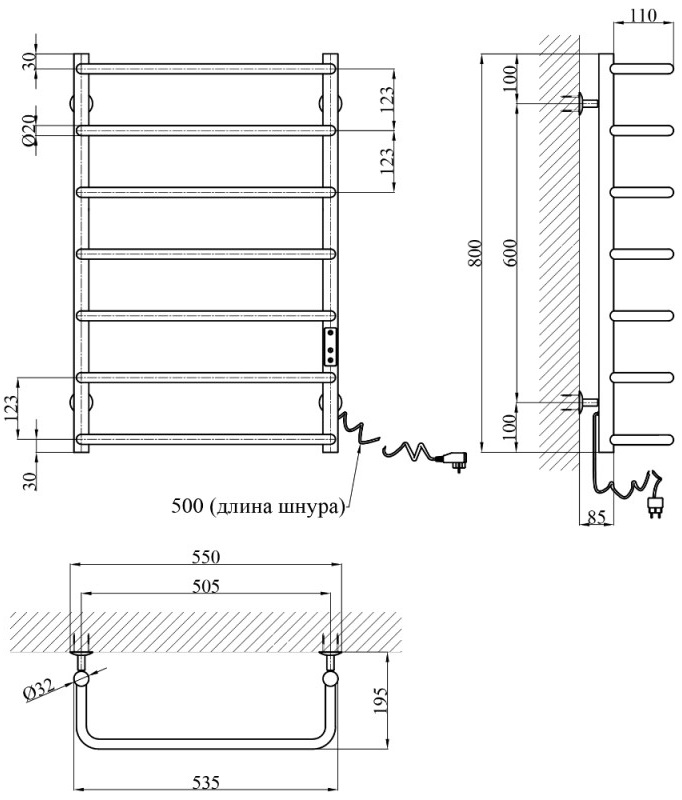 Kroner KRP Stil ER800x500-7 Габаритные размеры