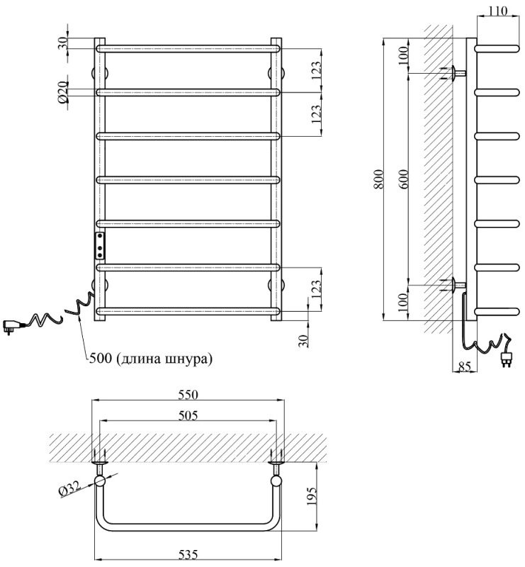Kroner KRP Stil EL800x500-7 Габаритные размеры