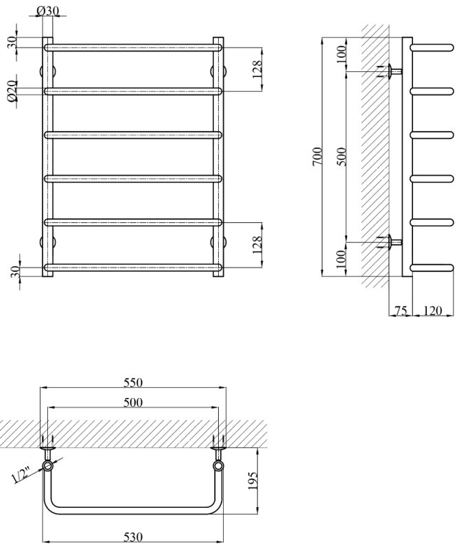 Kroner KRP Stil WT700x500-6 Габаритні розміри