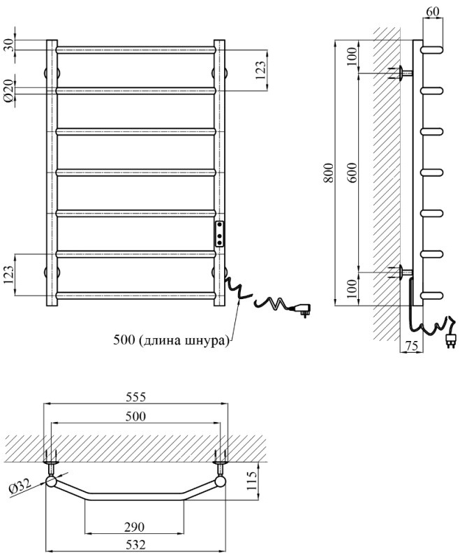 Kroner KRP Diva ER800x500-7 Габаритні розміри