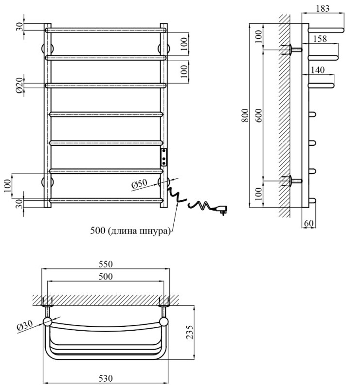 Kroner KRP Prima ER800x500-7 Габаритные размеры