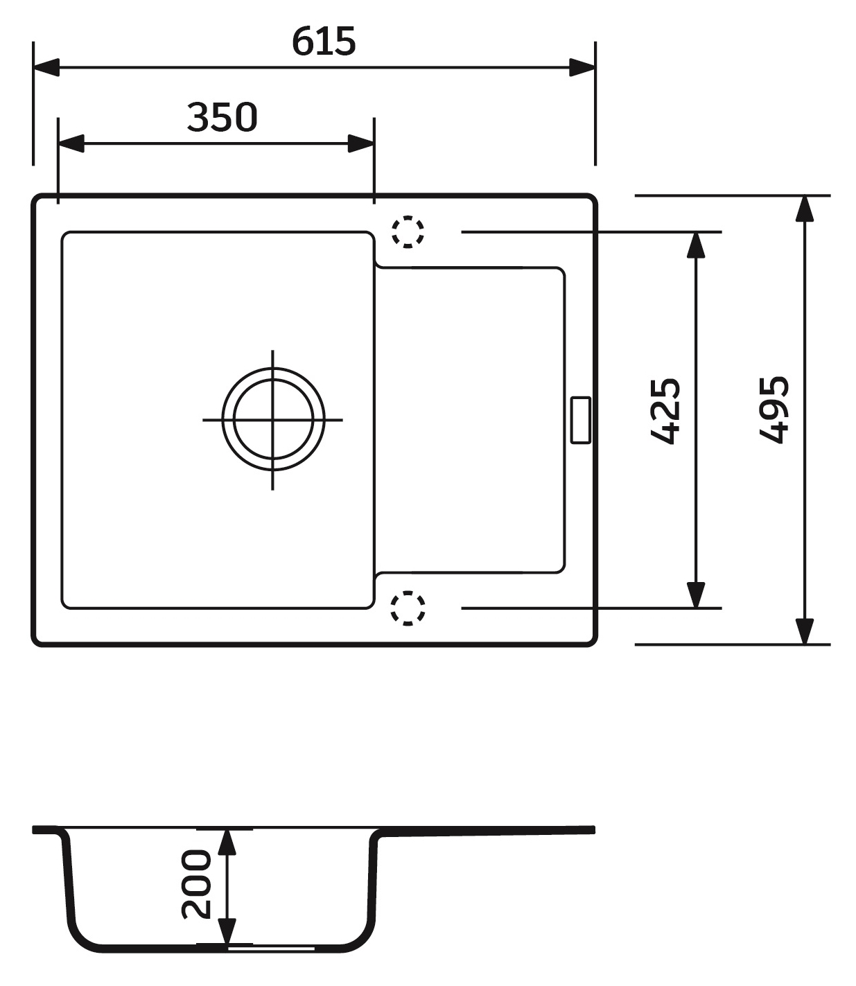 Adamant Minimal 615x495x200мм серый (1824296102304) Габаритные размеры