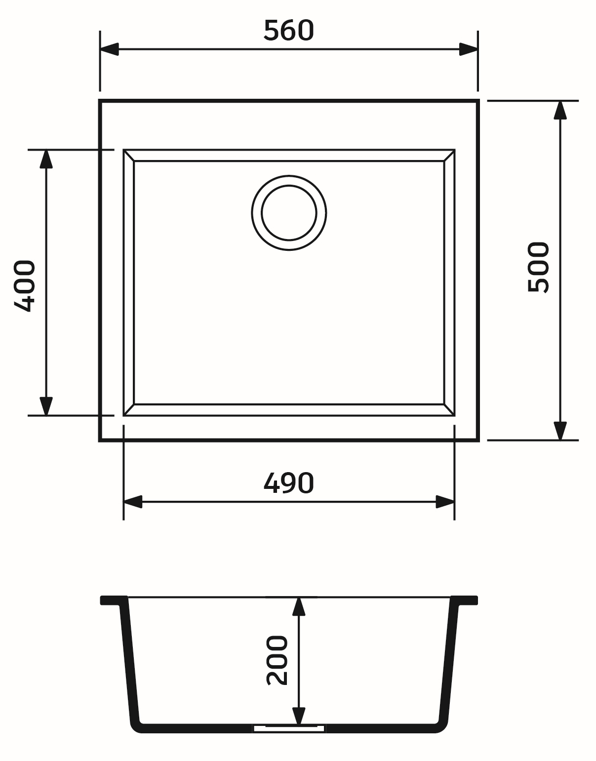 Adamant Univer 560x500x200мм old stone (2006270043363) Габаритные размеры