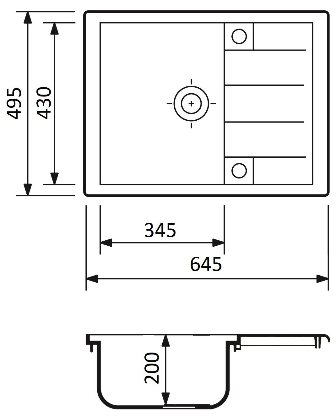 Adamant Anila 645x495x200mm avena (182496100306) Габаритные размеры