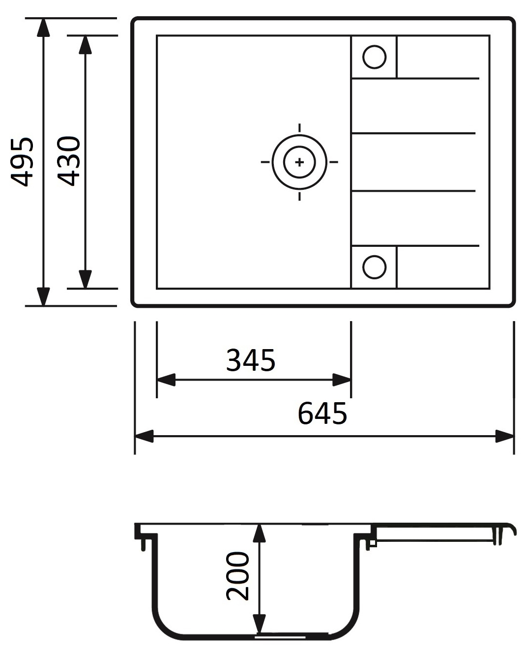 Adamant Anila 645x495x200мм avena (182496100310) Габаритные размеры