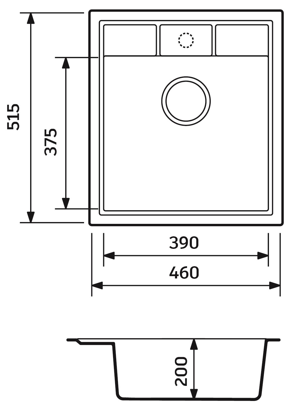 Adamant Brick 460x515x200мм серый (4824296101204) Габаритные размеры