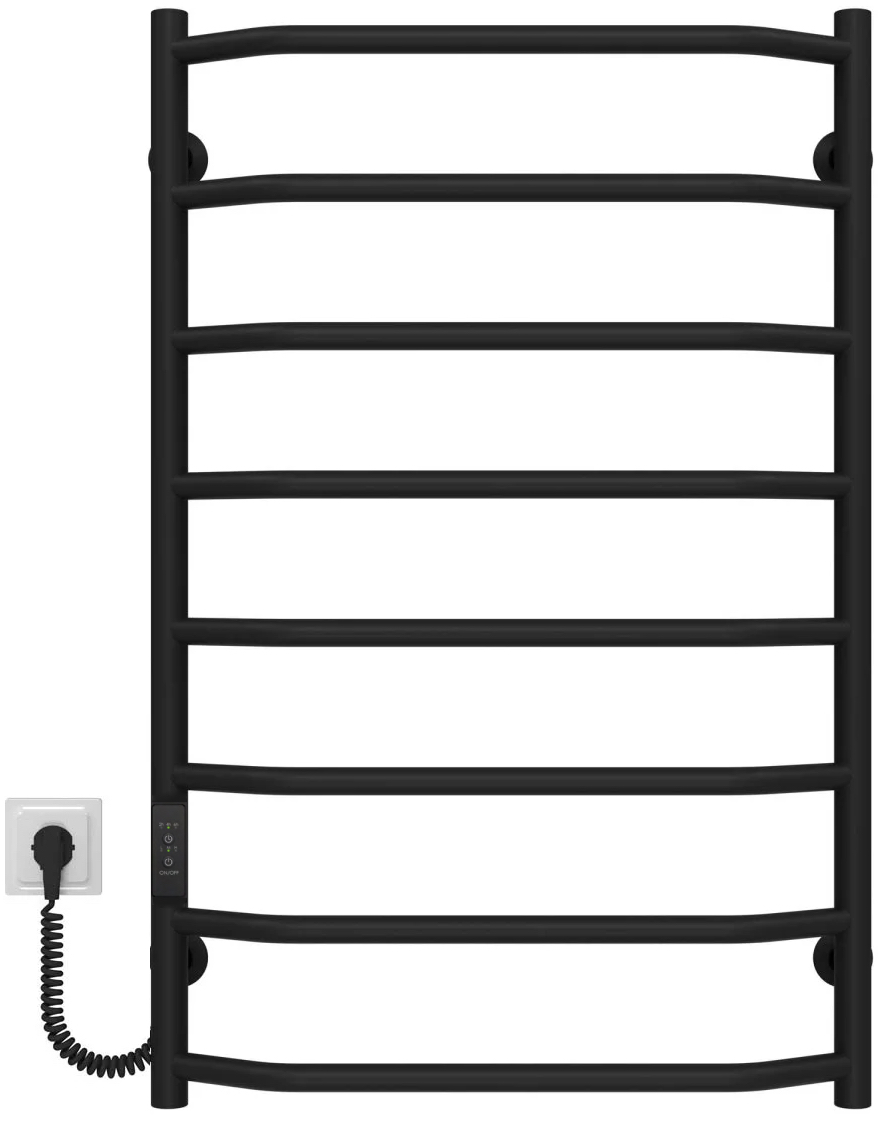 Полотенцесушитель Deffi Трапеция ЧФ П8 500x800 Е, Черный, WD03, Левое подключение (D.TR.80.50.8.E.B.L.3)
