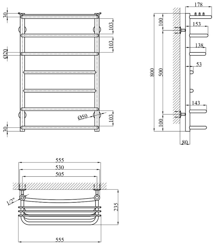 Kroner KRP Stern WT800x500-7 Габаритные размеры