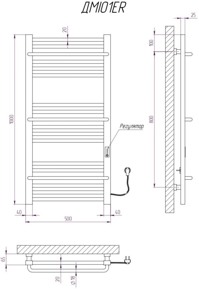 Kosser Міра 1000x500/18 ER (ДМІ01ER) Габаритні розміри