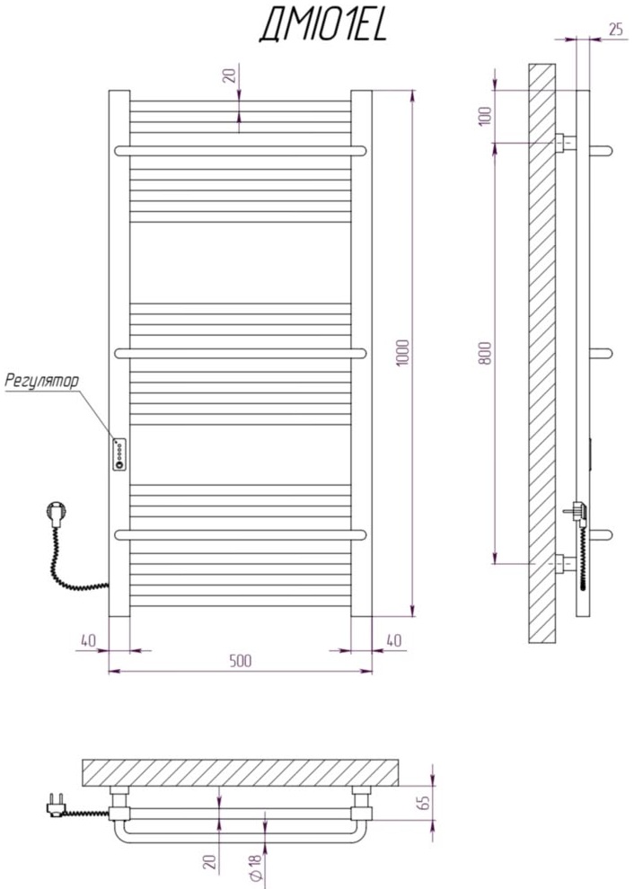 Kosser Міра 800x500/15 EL (ДМІ02EL) Габаритні розміри