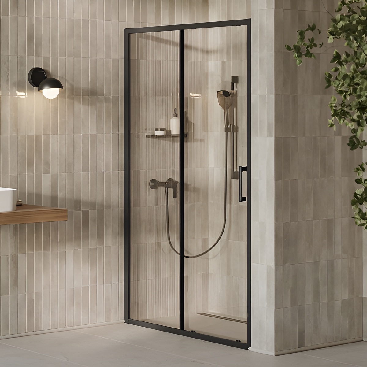 Душевая дверь Ravak X-Point Slim XPSDP2-120 Transparent, Черный (X08VG030FZ1) цена 12526 грн - фотография 2