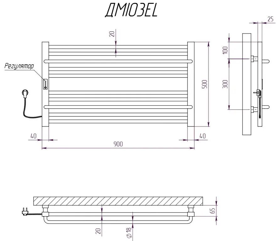 Kosser Міра 500x900/10 EL (ДМІ03EL) Габаритні розміри