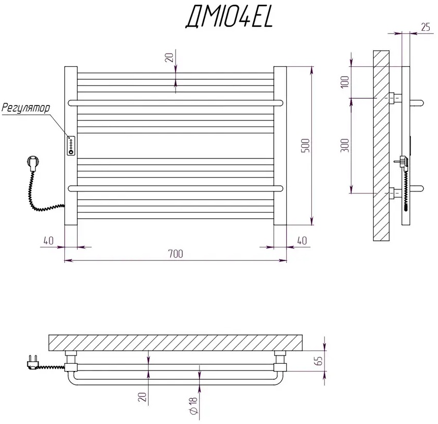 Kosser Міра 500x700/10 EL (ДМІ04EL) Габаритні розміри