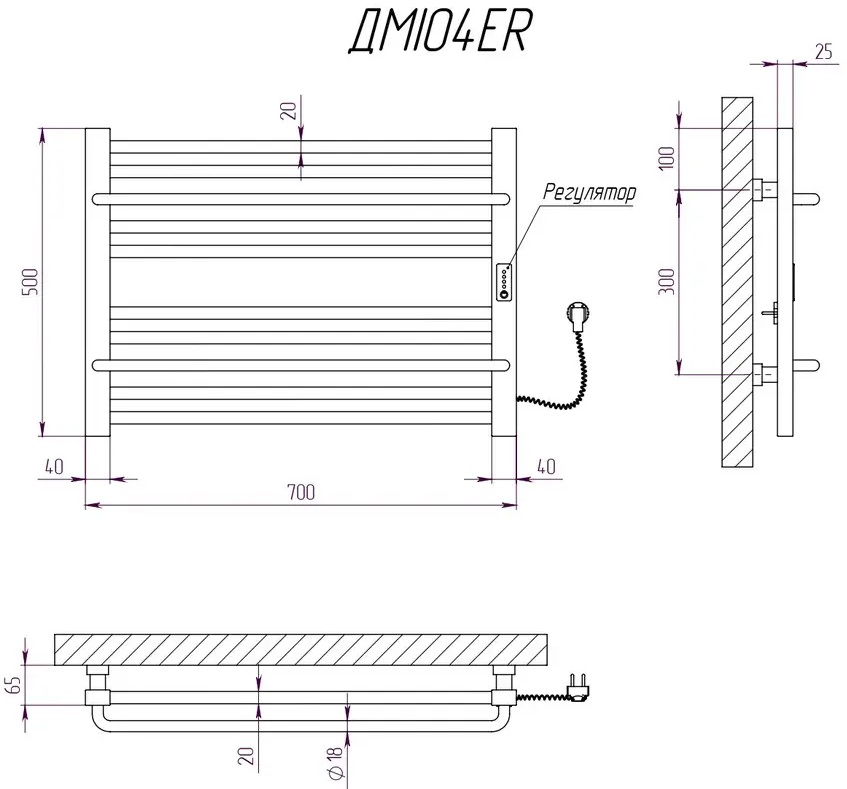 Kosser Мира 500x700/10 ER (ДМІ04ER) Габаритные размеры