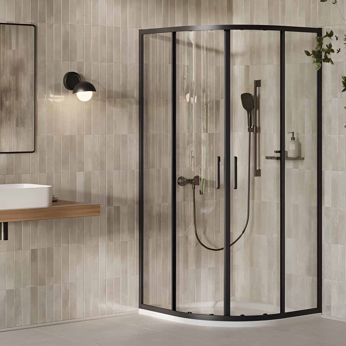 Душевая кабина Ravak X-Point Slim XPSCP4-90 R500 Transparent, Черный (X3B27030FZ1C) цена 16157 грн - фотография 2