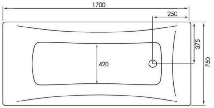 Ravak Domospa Fancy 170x75 (RKUF600019) Габаритные размеры
