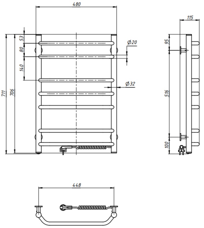 Domingo Ellie 480x700, права (12-106030-4870) Габаритні розміри