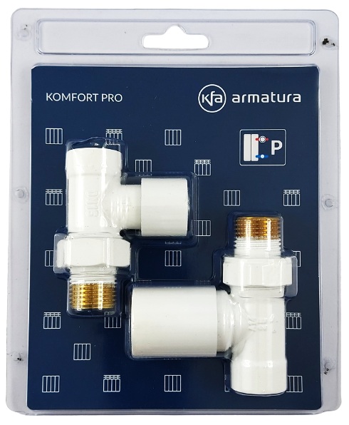 Комплект радиаторных кранов KFA Armatura Komfort Pro угловой, белый (758-130-44-BL) цена 1450 грн - фотография 2