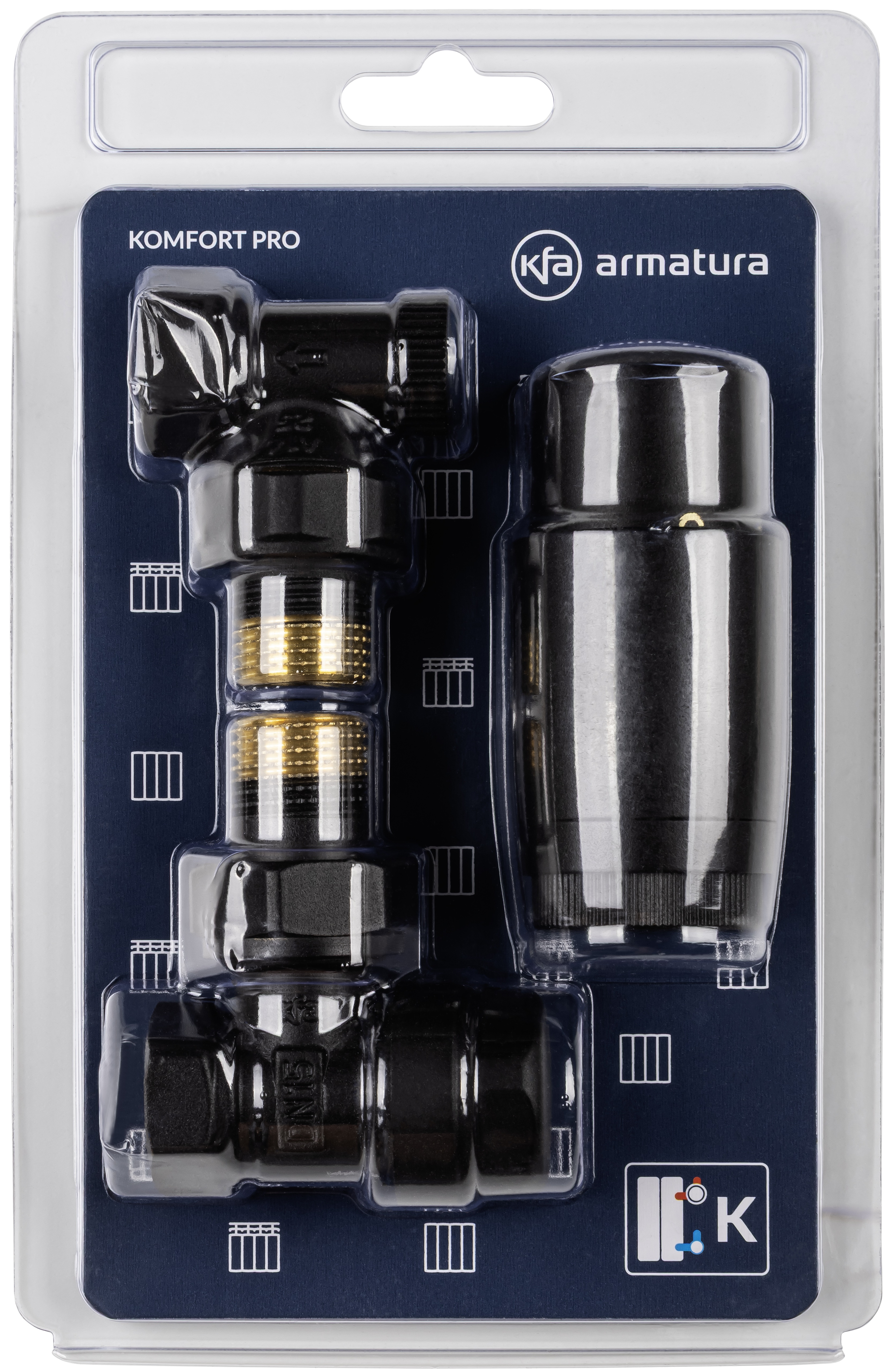 Термостатический комплект KFA Armatura Komfort Pro угловой, черный (757-130-81-BL) цена 1600 грн - фотография 2