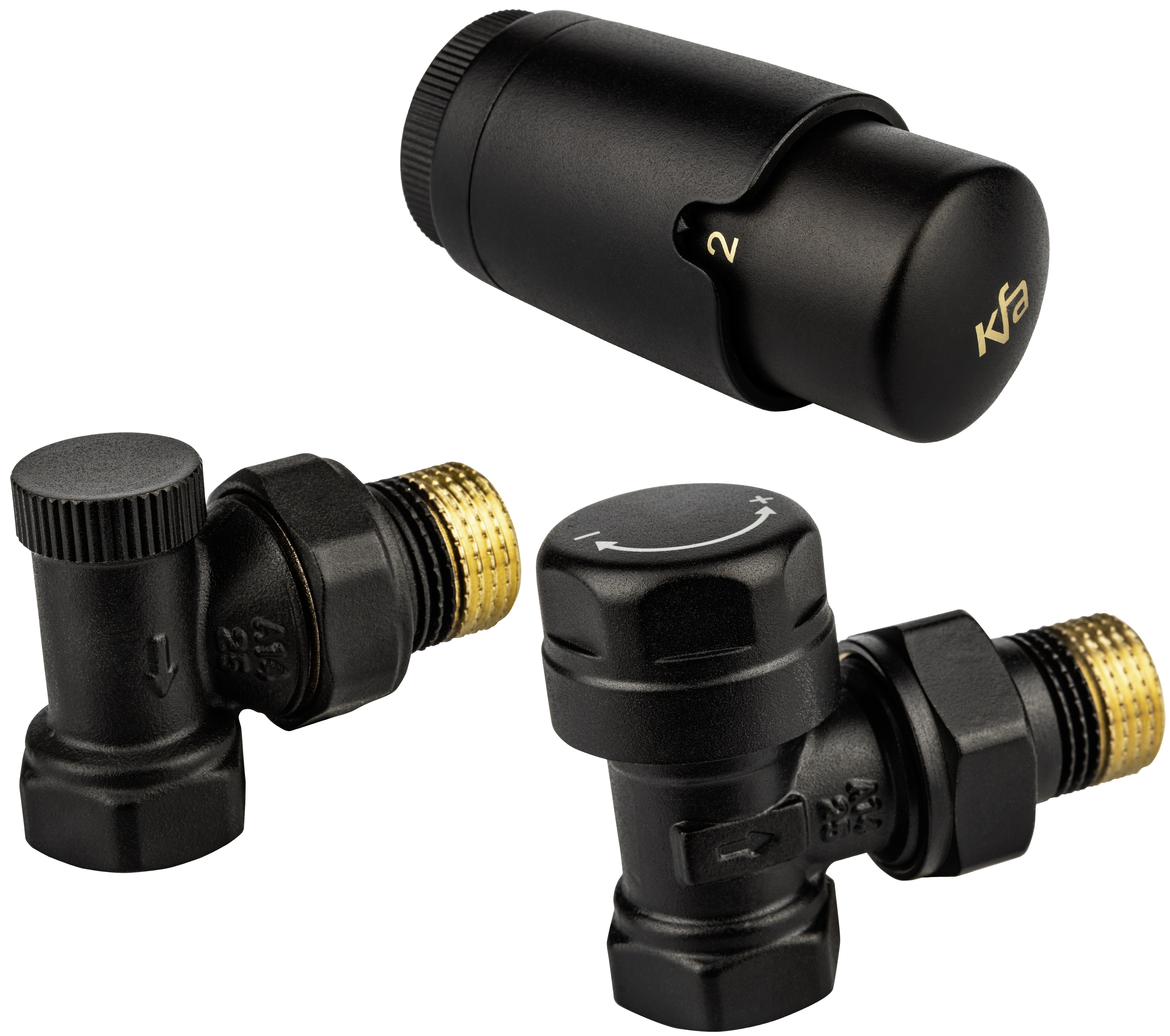 Термостатический комплект KFA Armatura Komfort Pro угловой, черный (757-130-81-BL)