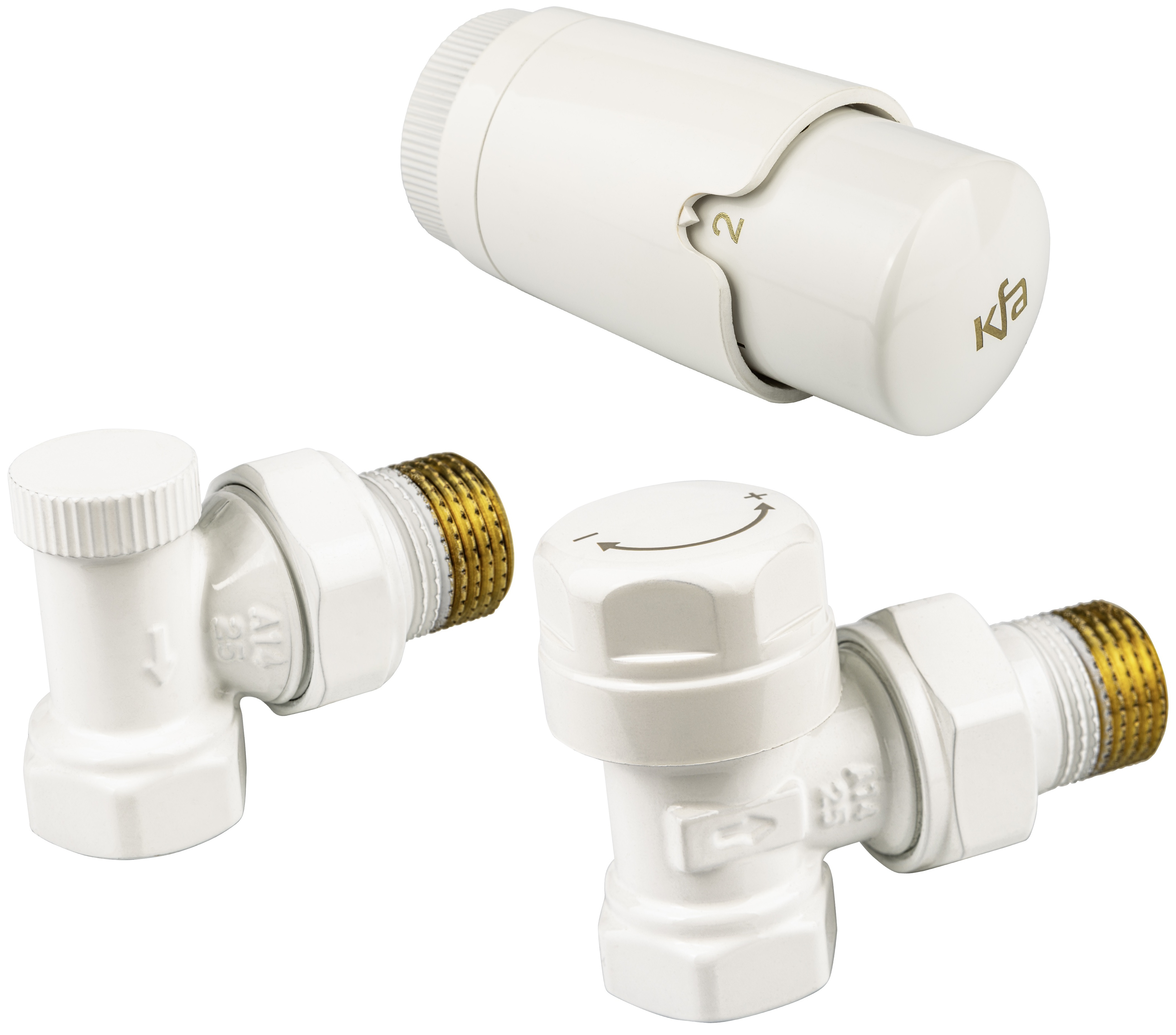 Термостатический комплект KFA Armatura Komfort Pro угловой, белый (757-130-44-BL)