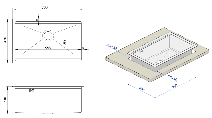 Nett NW-7042 (1мм) Габаритные размеры