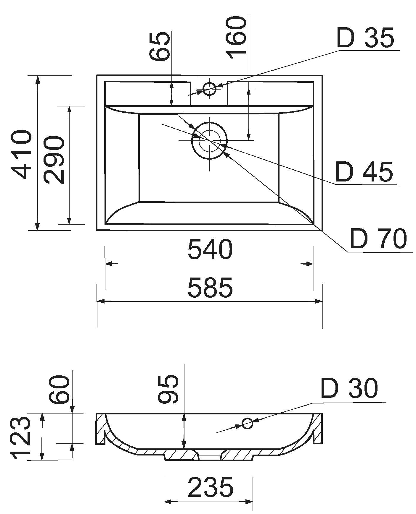 Adamant Streng New 60 White (100002839) уцінка Габаритні розміри