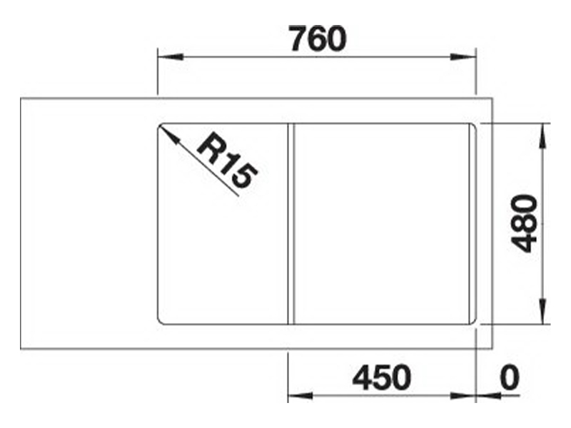 Blanco Legra 45 S (527085) Нежный белый Габаритные размеры