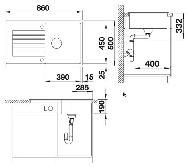Blanco Zia 5 S (520515) Белый Габаритные размеры