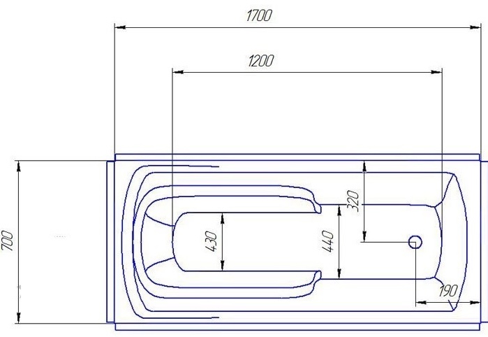 Redokss San Monza 170x70 Габаритные размеры