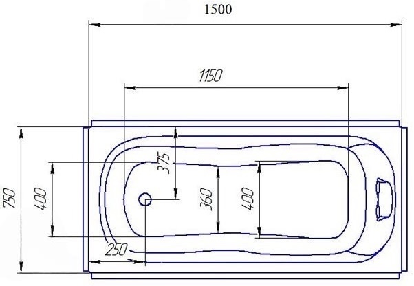 Redokss San Sassari 150x75 Габаритные размеры