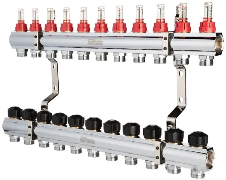Коллектор с расходомерами Fado 1"x3/4" 11 выходов (KRV111)
