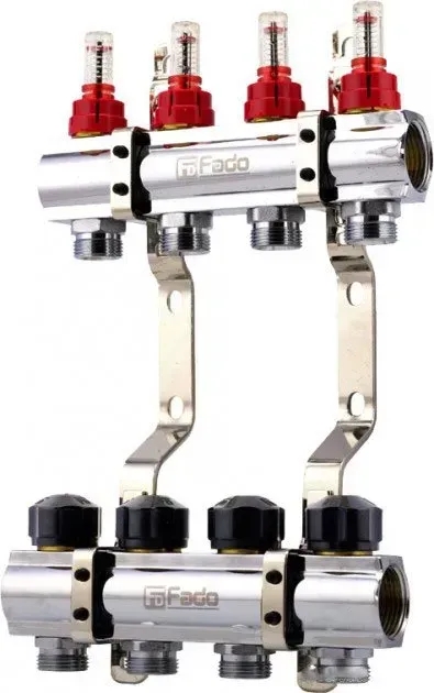 Коллектор с расходомерами Fado 1"x3/4" 4 выхода (KRV104)